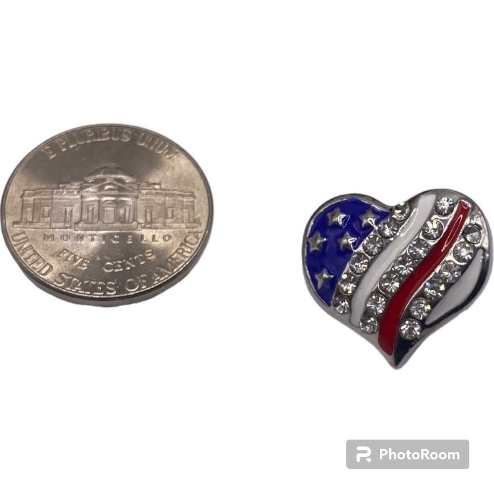 Ginger Snap #209 - “Patriotic Heart Snap” For 18mm Snap Jewelry! Cute!